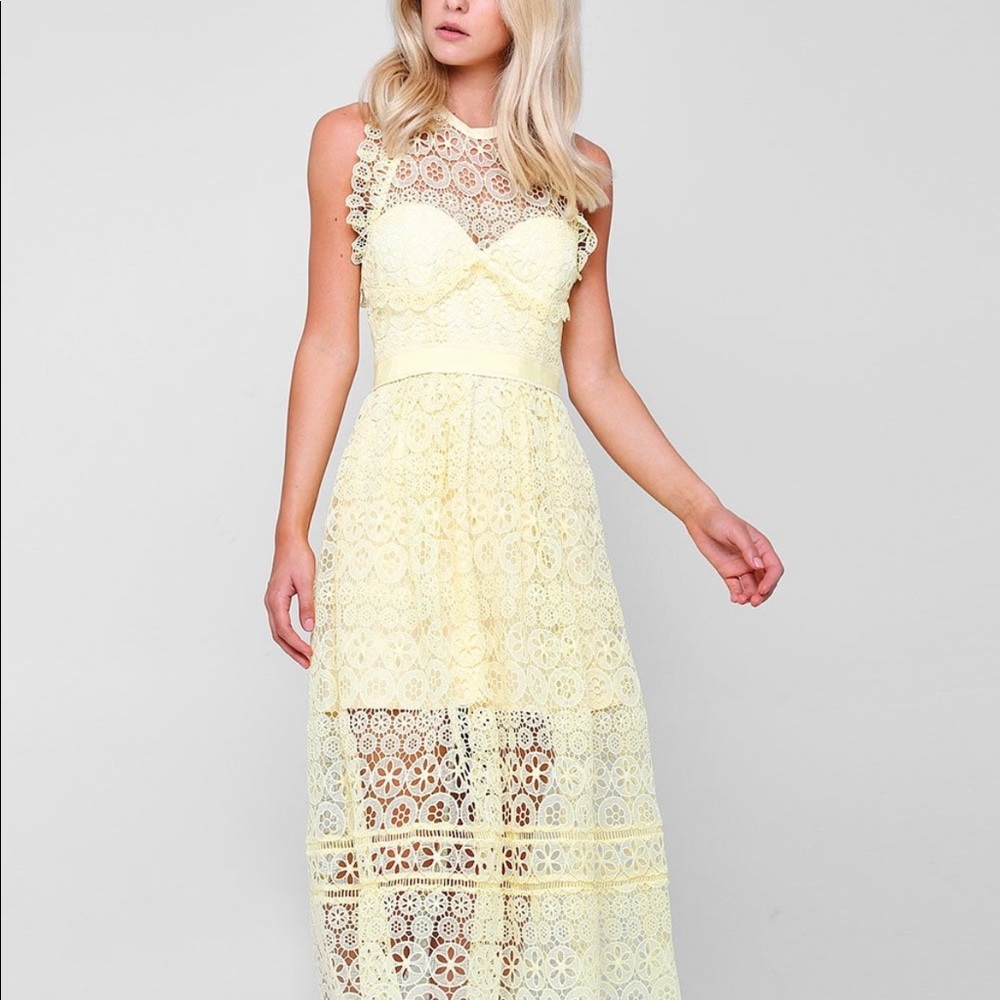 Self Portrait yellow lace dress